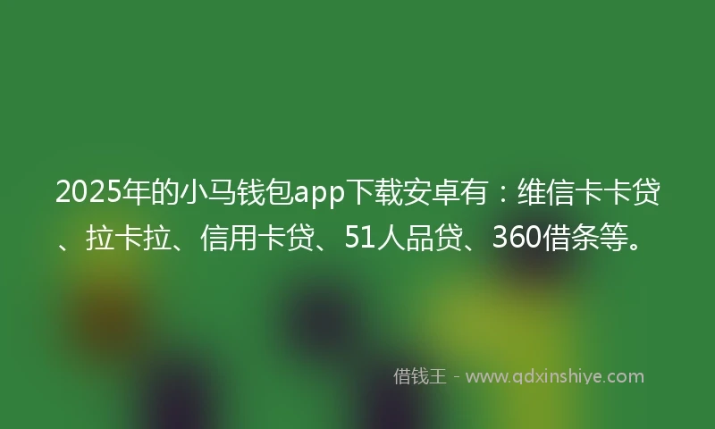 2025年的小马钱包app下载安卓有：维信卡卡贷、拉卡拉、信用卡贷、51人品贷、360借条等。