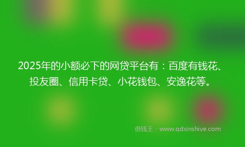 2025年的小额必下的网贷平台有：百度有钱花、投友圈、信用卡贷、小花钱包、安逸花等。