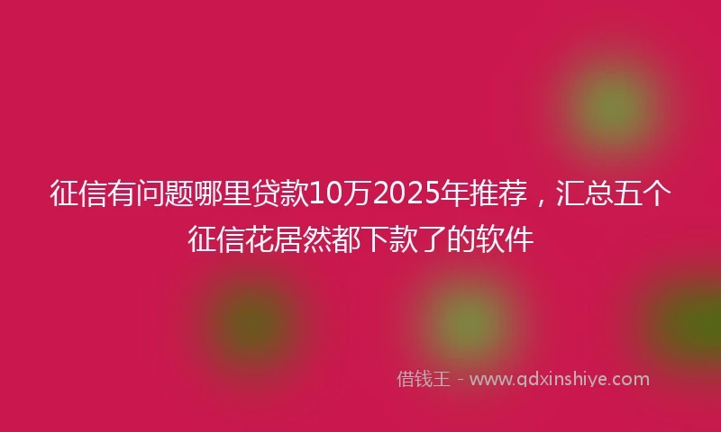 征信有问题哪里贷款10万2025年推荐，汇总五个征信花居然都下款了的软件