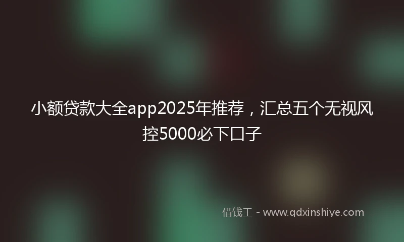 小额贷款大全app2025年推荐，汇总五个无视风控5000必下口子