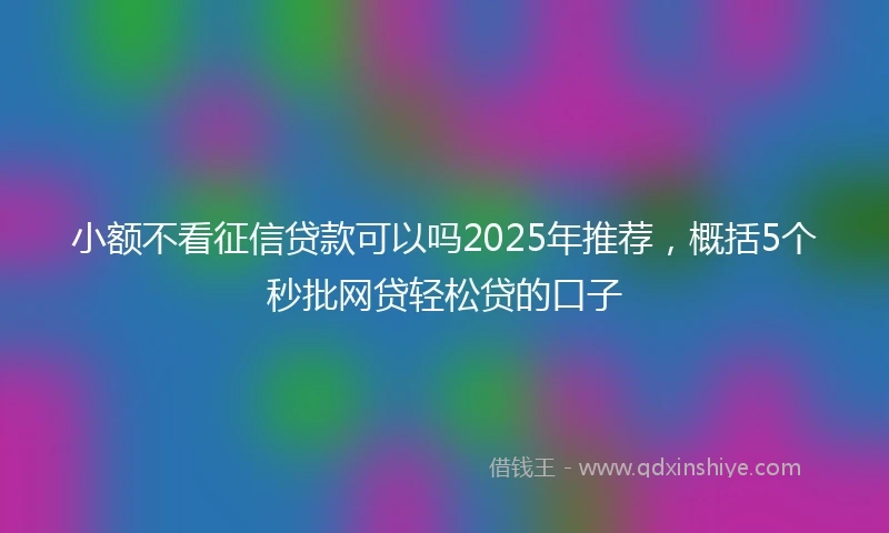 小额不看征信贷款可以吗2025年推荐，概括5个秒批网贷轻松贷的口子