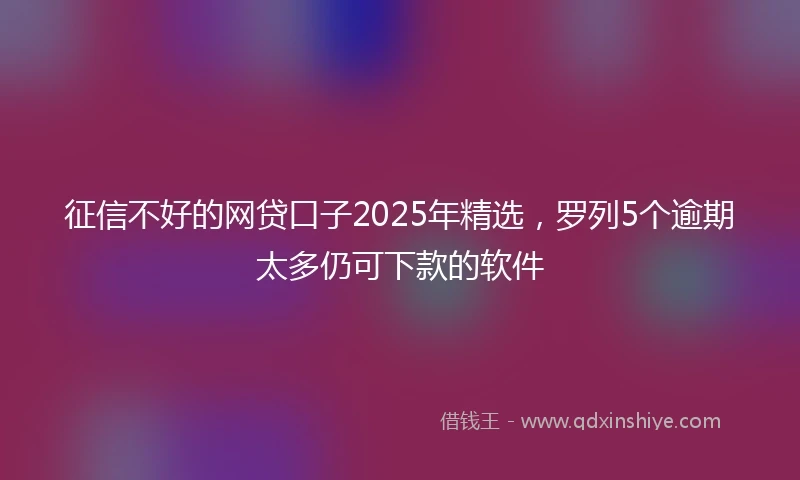 征信不好的网贷口子2025年精选，罗列5个逾期太多仍可下款的软件
