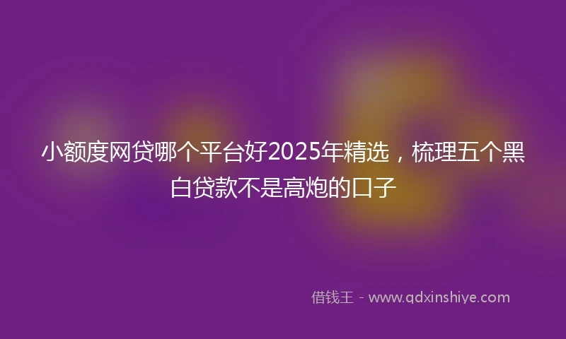 小额度网贷哪个平台好2025年精选，梳理五个黑白贷款不是高炮的口子