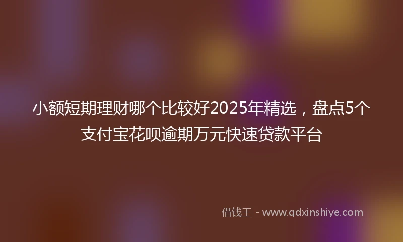 小额短期理财哪个比较好2025年精选，盘点5个支付宝花呗逾期万元快速贷款平台
