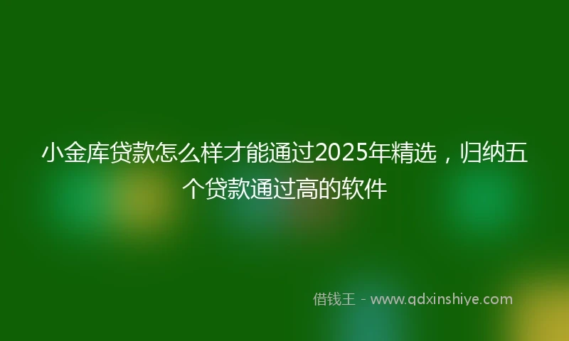 小金库贷款怎么样才能通过2025年精选，归纳五个贷款通过高的软件
