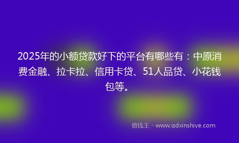 2025年的小额贷款好下的平台有哪些有：中原消费金融、拉卡拉、信用卡贷、51人品贷、小花钱包等。