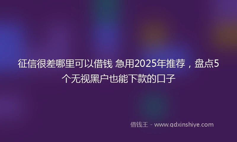 征信很差哪里可以借钱 急用2025年推荐，盘点5个无视黑户也能下款的口子