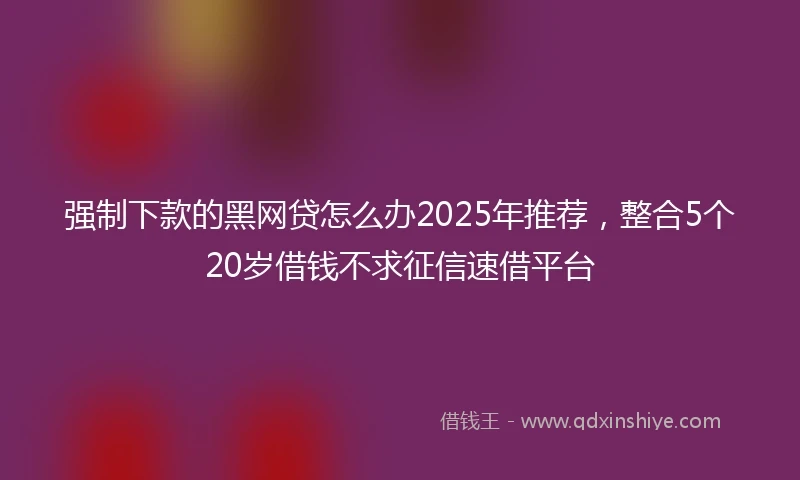 强制下款的黑网贷怎么办2025年推荐，整合5个20岁借钱不求征信速借平台