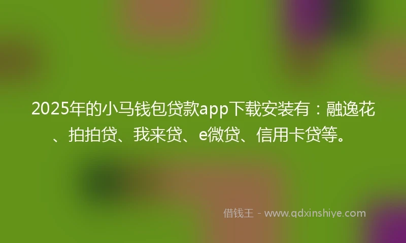 2025年的小马钱包贷款app下载安装有：融逸花、拍拍贷、我来贷、e微贷、信用卡贷等。