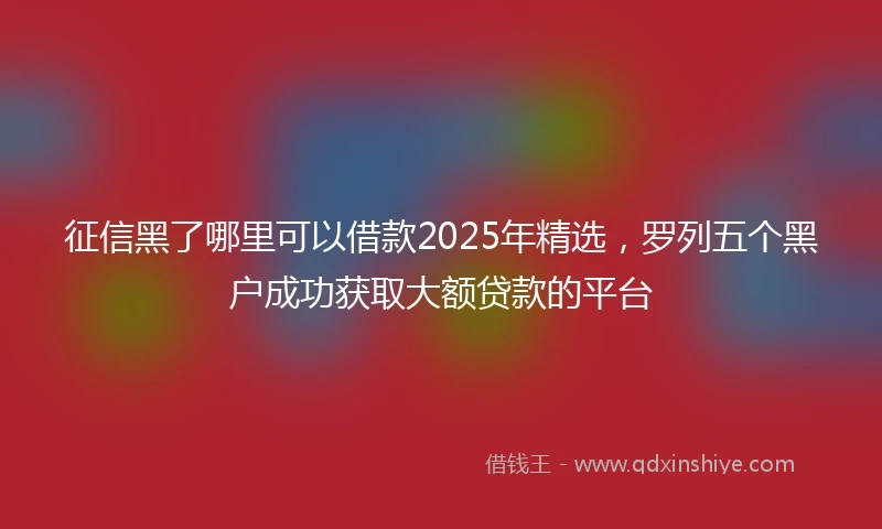 征信黑了哪里可以借款2025年精选，罗列五个黑户成功获取大额贷款的平台