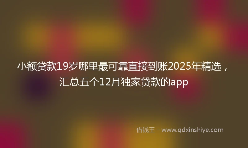 小额贷款19岁哪里最可靠直接到账2025年精选，汇总五个12月独家贷款的app