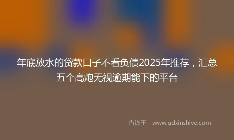 年底放水的贷款口子不看负债2025年推荐，汇总五个高炮无视逾期能下的平台