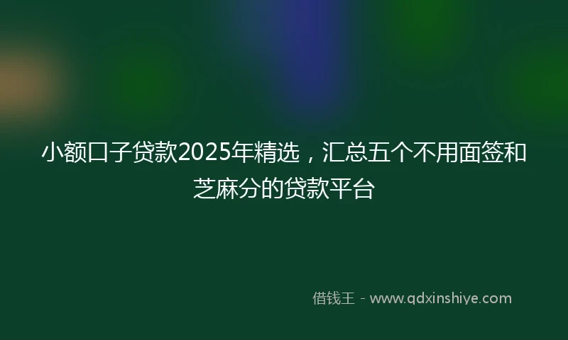小额口子贷款2025年精选，汇总五个不用面签和芝麻分的贷款平台