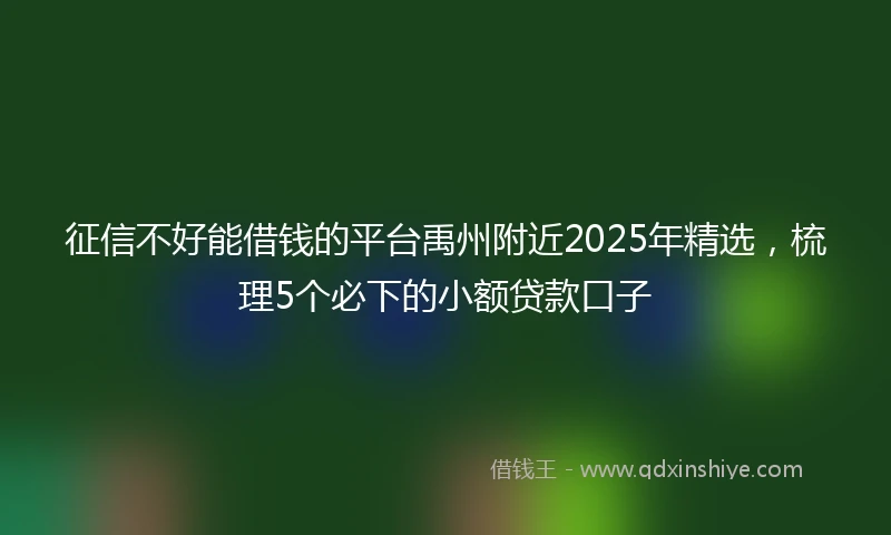 征信不好能借钱的平台禹州附近2025年精选，梳理5个必下的小额贷款口子
