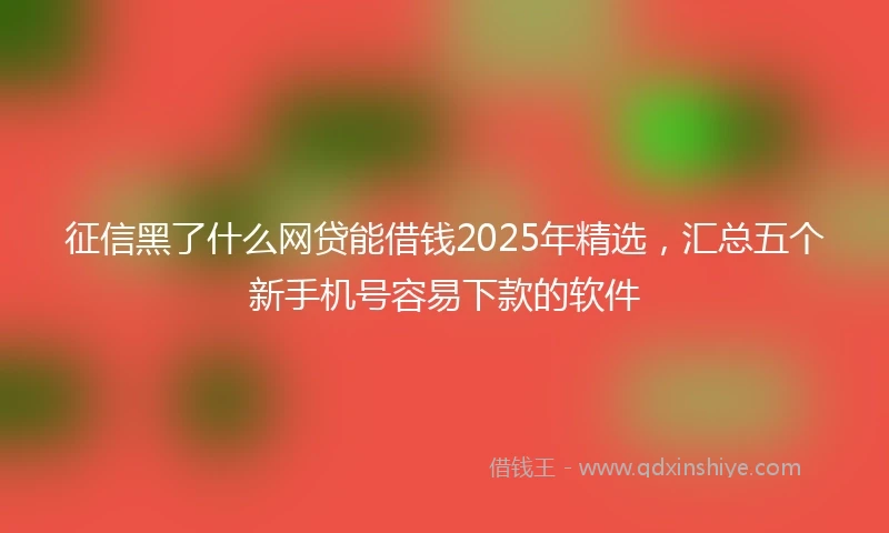 征信黑了什么网贷能借钱2025年精选，汇总五个新手机号容易下款的软件