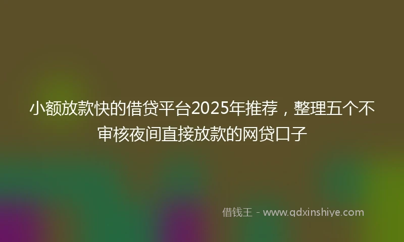 小额放款快的借贷平台2025年推荐，整理五个不审核夜间直接放款的网贷口子