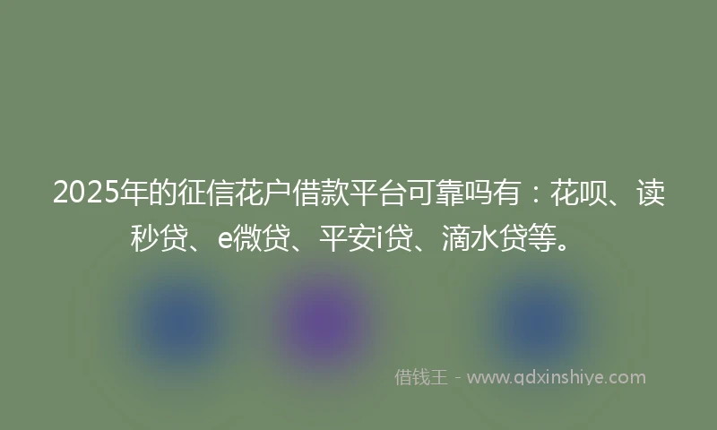 2025年的征信花户借款平台可靠吗有：花呗、读秒贷、e微贷、平安i贷、滴水贷等。