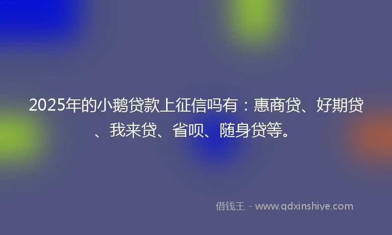 2025年的小鹅贷款上征信吗有：惠商贷、好期贷、我来贷、省呗、随身贷等。