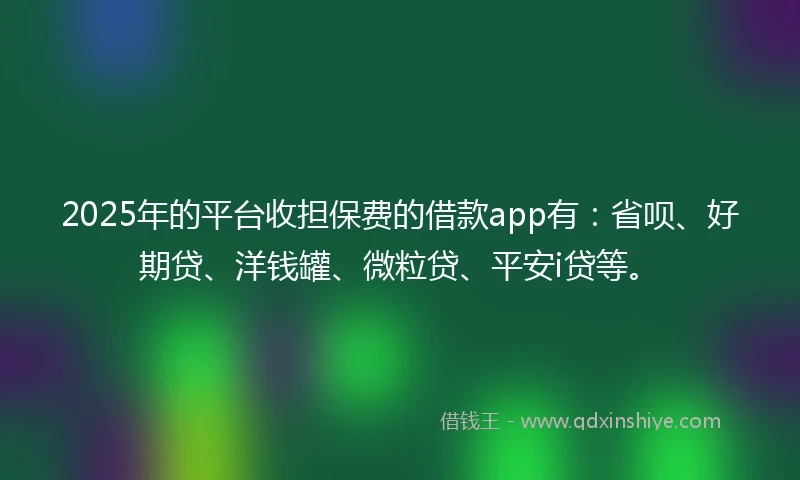 2025年的平台收担保费的借款app有：省呗、好期贷、洋钱罐、微粒贷、平安i贷等。