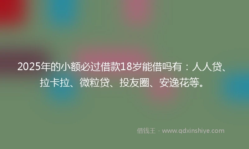 2025年的小额必过借款18岁能借吗有：人人贷、拉卡拉、微粒贷、投友圈、安逸花等。