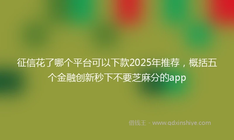 征信花了哪个平台可以下款2025年推荐，概括五个金融创新秒下不要芝麻分的app