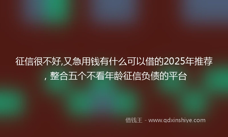 征信很不好,又急用钱有什么可以借的2025年推荐，整合五个不看年龄征信负债的平台
