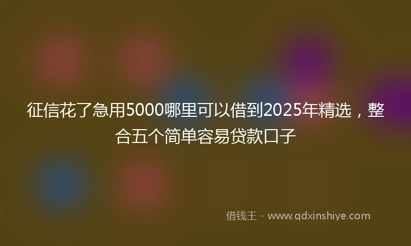 征信花了急用5000哪里可以借到2025年精选，整合五个简单容易贷款口子
