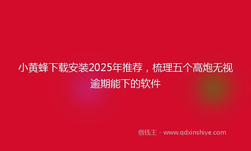 小黄蜂下载安装2025年推荐，梳理五个高炮无视逾期能下的软件