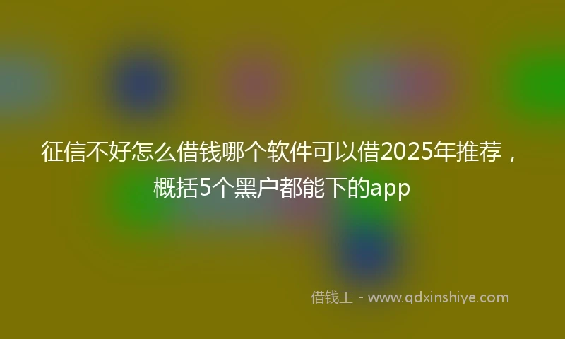 征信不好怎么借钱哪个软件可以借2025年推荐,概括5个黑户都能下的app