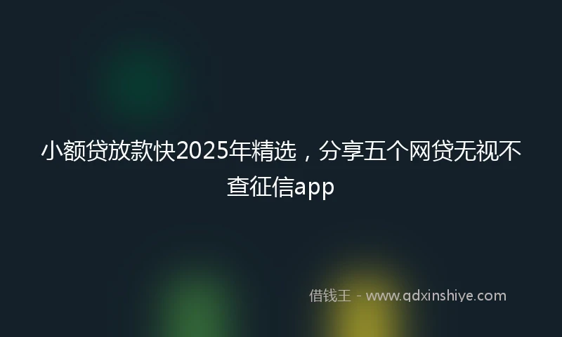 小额贷放款快2025年精选，分享五个网贷无视不查征信app