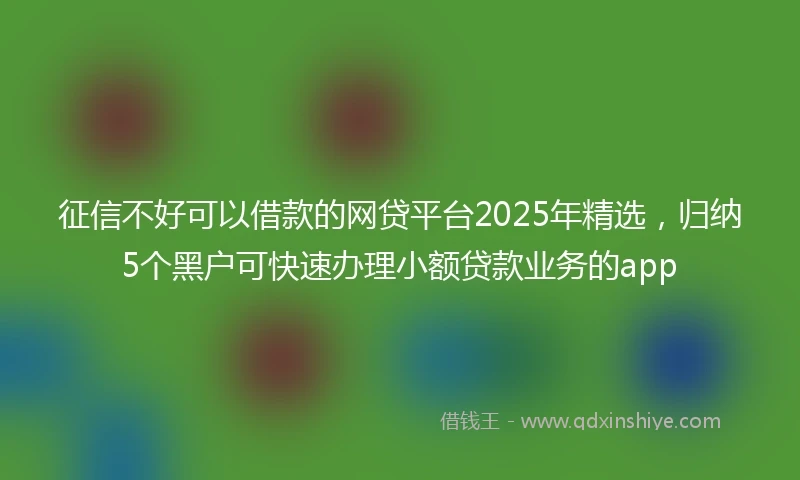 征信不好可以借款的网贷平台2025年精选，归纳5个黑户可快速办理小额贷款业务的app