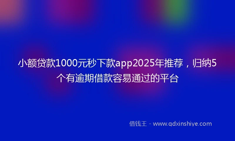 小额贷款1000元秒下款app2025年推荐，归纳5个有逾期借款容易通过的平台
