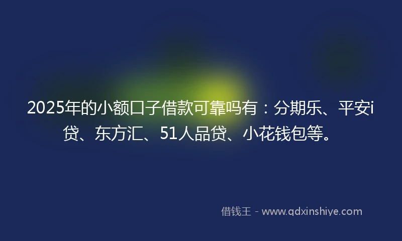 2025年的小额口子借款可靠吗有：分期乐、平安i贷、东方汇、51人品贷、小花钱包等。