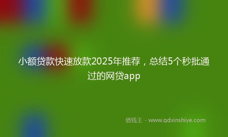 小额贷款快速放款2025年推荐，总结5个秒批通过的网贷app