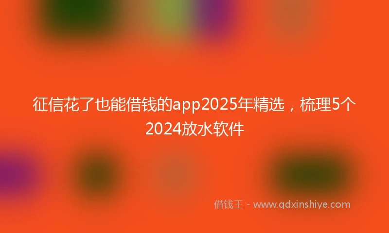 征信花了也能借钱的app2025年精选，梳理5个2024放水软件