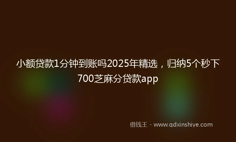 小额贷款1分钟到账吗2025年精选，归纳5个秒下700芝麻分贷款app