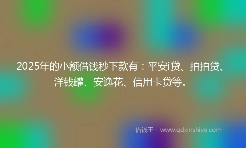 2025年的小额借钱秒下款有：平安i贷、拍拍贷、洋钱罐、安逸花、信用卡贷等。