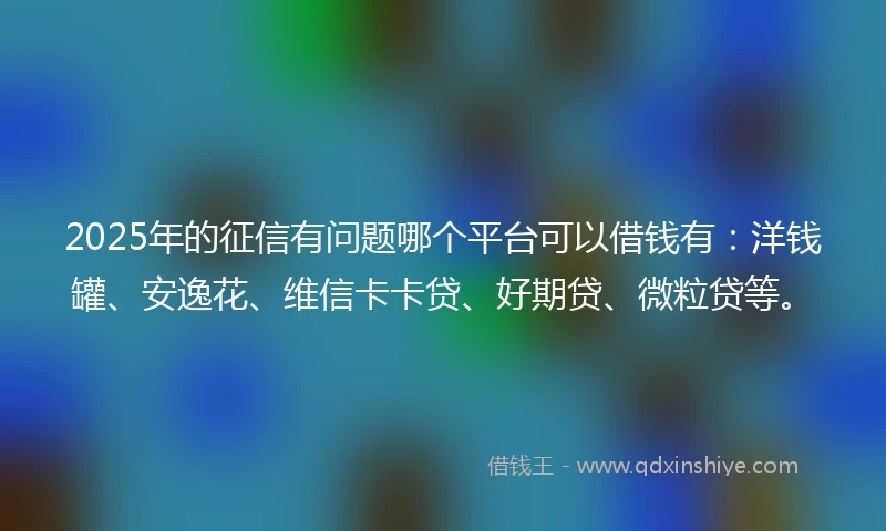 2025年的征信有问题哪个平台可以借钱有：洋钱罐、安逸花、维信卡卡贷、好期贷、微粒贷等。