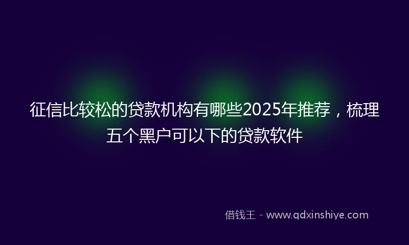 征信比较松的贷款机构有哪些2025年推荐，梳理五个黑户可以下的贷款软件