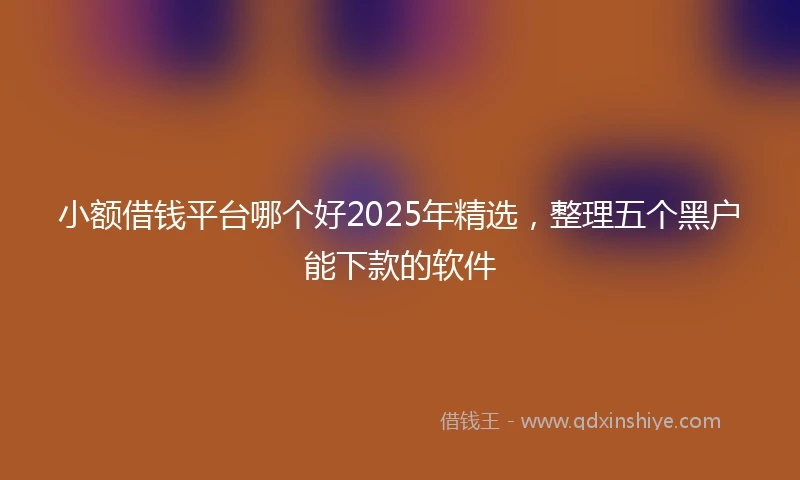 小额借钱平台哪个好2025年精选，整理五个黑户能下款的软件