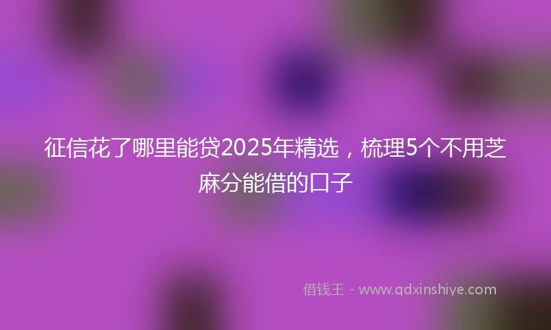 征信花了哪里能贷2025年精选，梳理5个不用芝麻分能借的口子