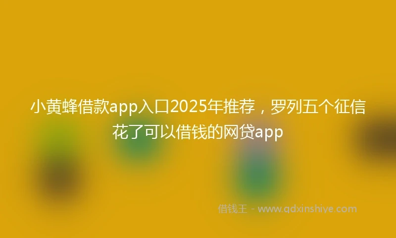 小黄蜂借款app入口2025年推荐，罗列五个征信花了可以借钱的网贷app
