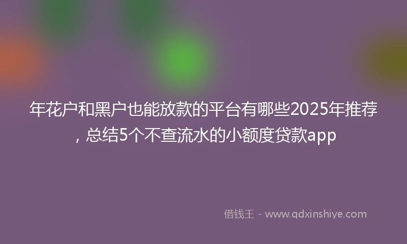 年花户和黑户也能放款的平台有哪些2025年推荐，总结5个不查流水的小额度贷款app
