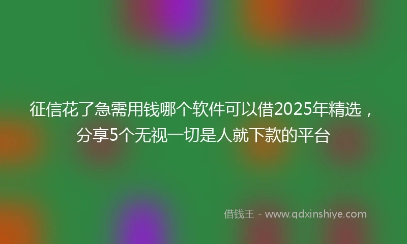 征信花了急需用钱哪个软件可以借2025年精选，分享5个无视一切是人就下款的平台