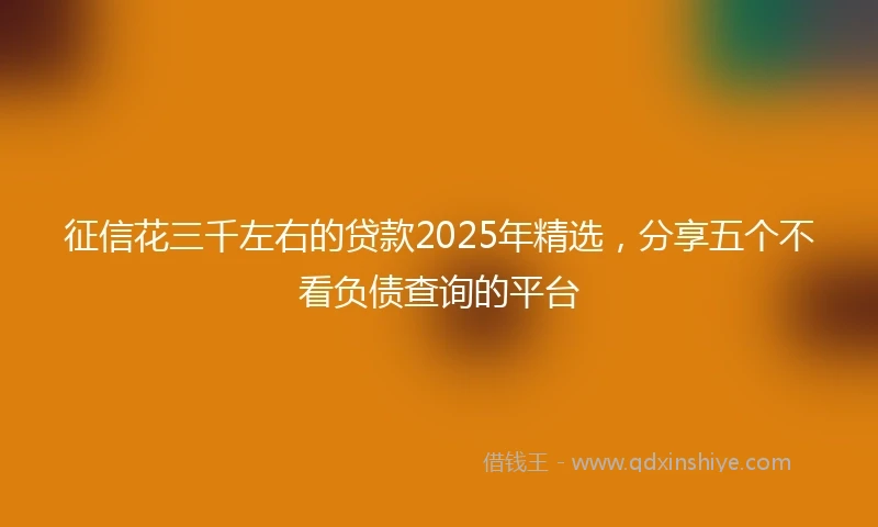 征信花三千左右的贷款2025年精选，分享五个不看负债查询的平台