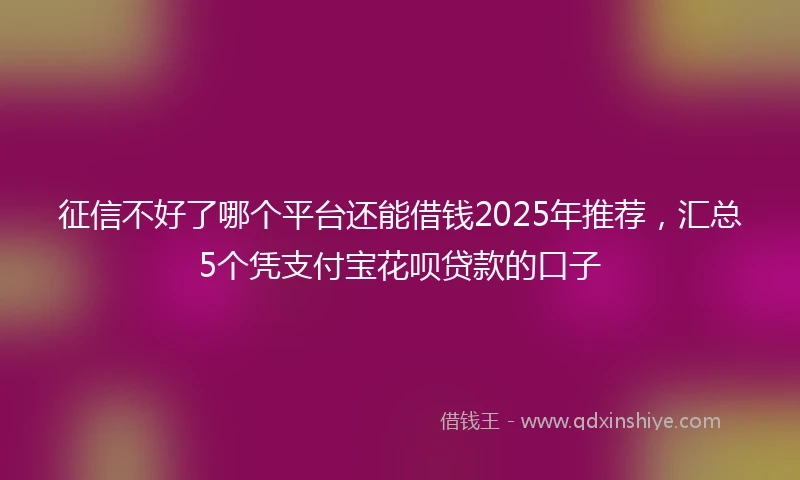 征信不好了哪个平台还能借钱2025年推荐,汇总5个凭支付宝花呗贷款的口子