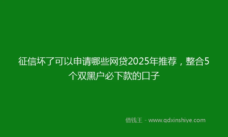 征信坏了可以申请哪些网贷2025年推荐，整合5个双黑户必下款的口子