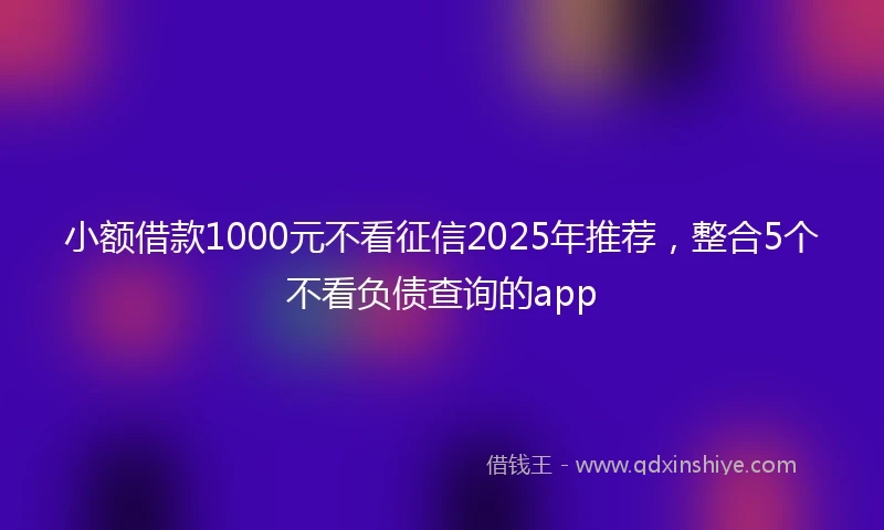 小额借款1000元不看征信2025年推荐，整合5个不看负债查询的app
