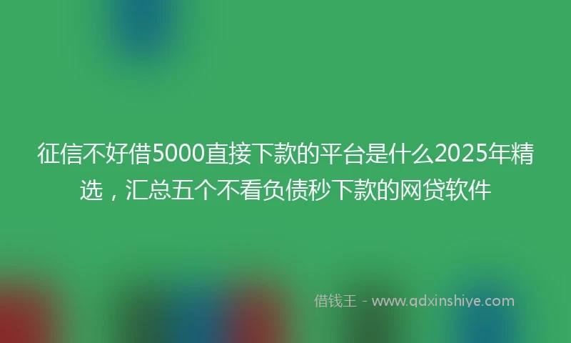 征信不好借5000直接下款的平台是什么2025年精选，汇总五个不看负债秒下款的网贷软件