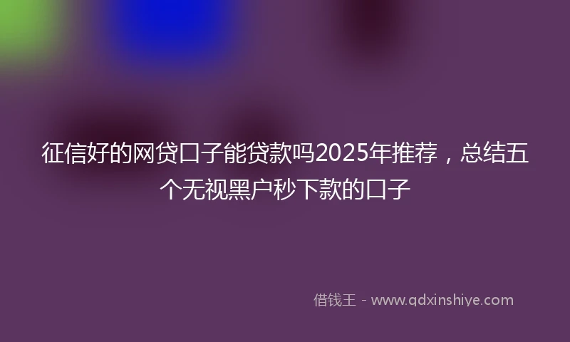 征信好的网贷口子能贷款吗2025年推荐，总结五个无视黑户秒下款的口子